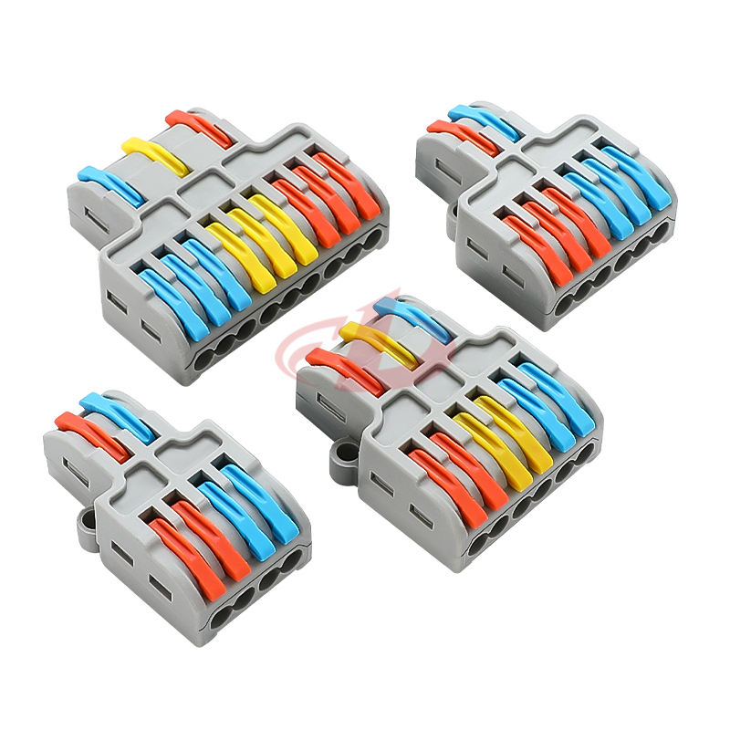 Cage spring universal multiple-input multiple-output connectors